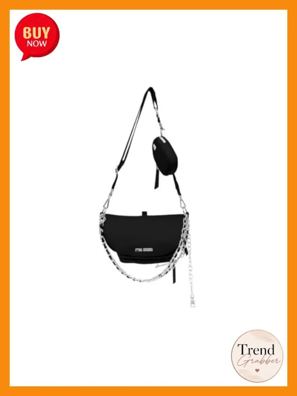 Crossbody Handbag with Removable Pouch - Convertible Belt Bag, Polyester Blend